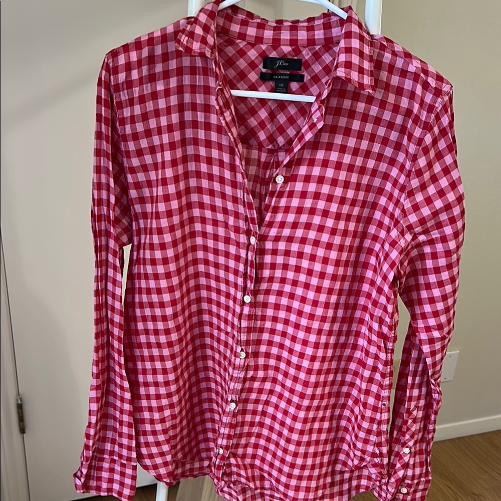J. Crew Red Gingham Women's Top